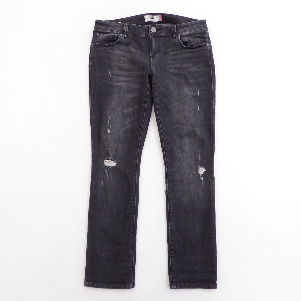 Cabi Jeans Slim Boyfriend Distressed Black Wash Womens Size 8 Cotton Blend